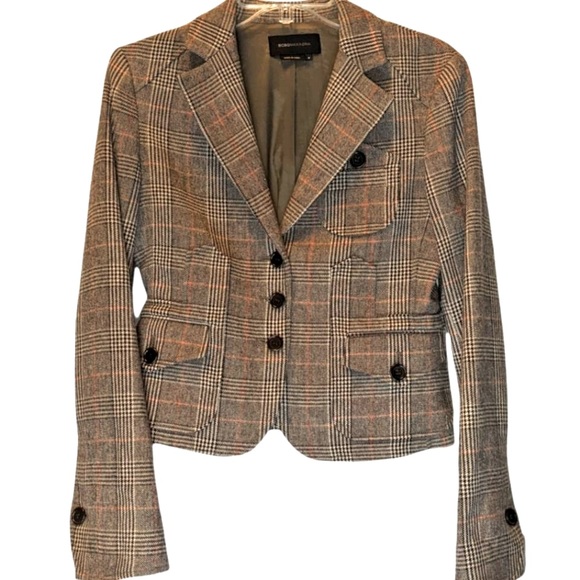 BCBGMaxAzria Jackets & Blazers - BCBGMAXAZARIA Pink & Brown Wool Plaid Equestrian Riding Jacket Blazer